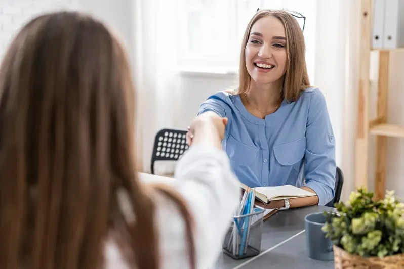 Hire healthcare assistants interview in a care home office